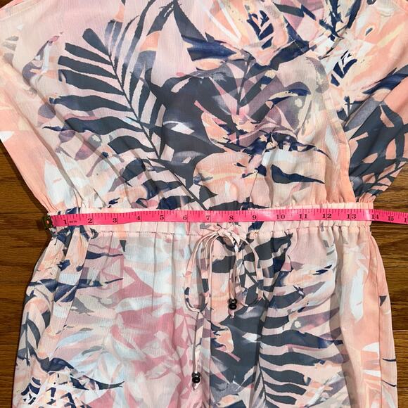 NWT Apana Tropical Miami Nights Pink Orange Palm Frond Cover Up Jumpsuit Size L - Picture 12 of 14